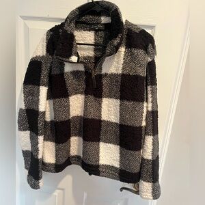 Plaid Sherpa Quarter-Zip Pullover